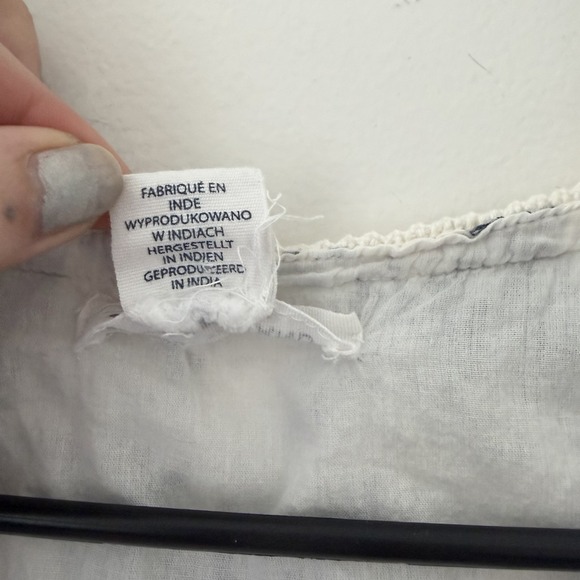 Lucky Brand XS White Blue Paisley Mini Dress Sleeveless Coquette Milkmaid Lace - Picture 4 of 8